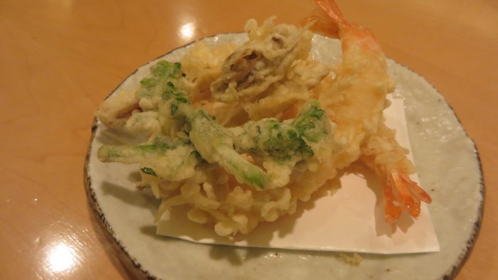 石月　春野菜と海老の天ぷら