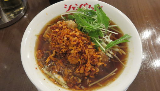 銀座　青山シャンウェイ　毛沢東ポークのせパイコー麺 | やわらか蒸し鶏のネギ醤油