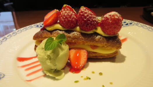GINZA Kanno coffee “Strawberry millefeuille” | “Mont blanc pudding a la mode”