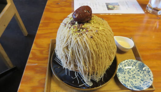 GINZA Hakata Hotaru@VELVIA-KAN “Kumamotosan waguri mont blanc and pistachio, shaved ice” | “Mango shaved ice”