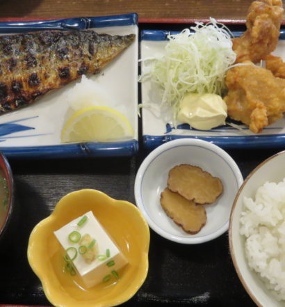 徳田酒店　サバ塩焼き＆鶏から