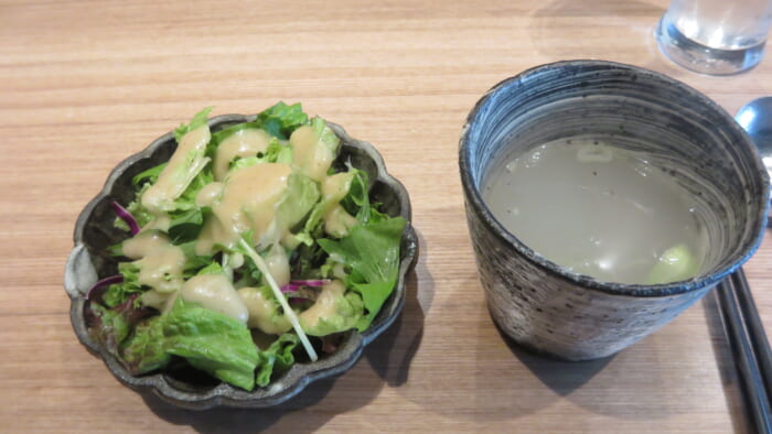 牛たんの檸檬　サラダとスープ