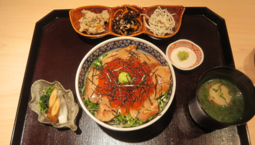 銀座　鼓空　炙りサーモンいくら丼定食